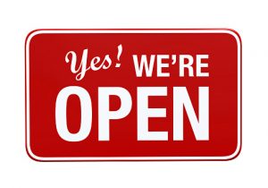 Yes We're Open Sign